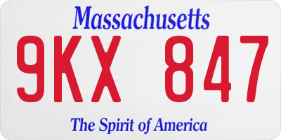 MA license plate 9KX847