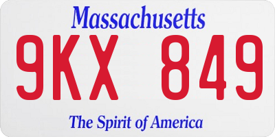 MA license plate 9KX849