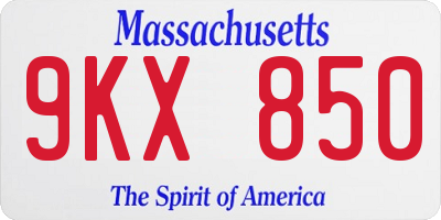 MA license plate 9KX850
