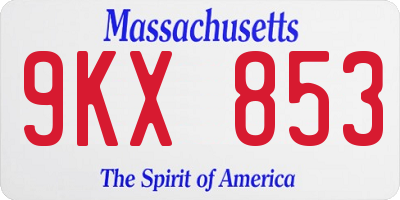 MA license plate 9KX853