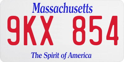 MA license plate 9KX854