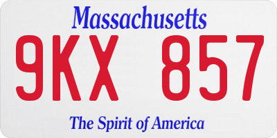 MA license plate 9KX857
