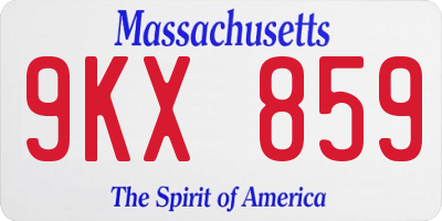 MA license plate 9KX859