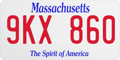 MA license plate 9KX860
