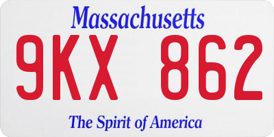 MA license plate 9KX862