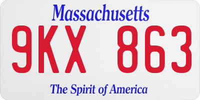 MA license plate 9KX863