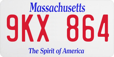 MA license plate 9KX864