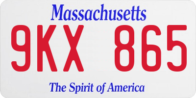 MA license plate 9KX865