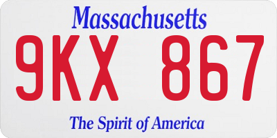 MA license plate 9KX867