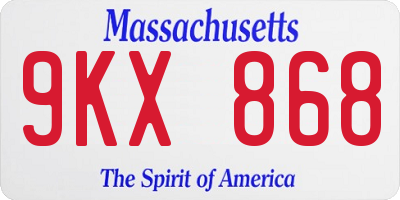 MA license plate 9KX868