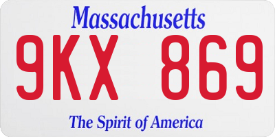 MA license plate 9KX869