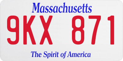 MA license plate 9KX871
