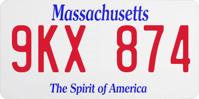 MA license plate 9KX874