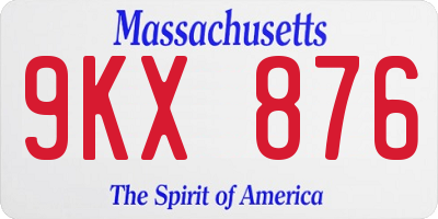 MA license plate 9KX876