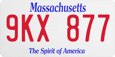 MA license plate 9KX877