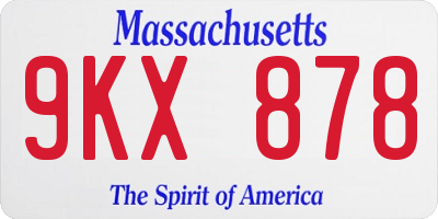 MA license plate 9KX878