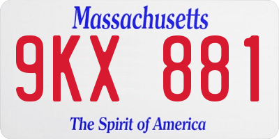 MA license plate 9KX881