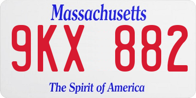 MA license plate 9KX882