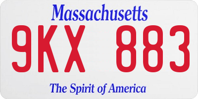 MA license plate 9KX883