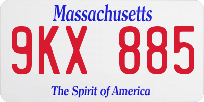 MA license plate 9KX885