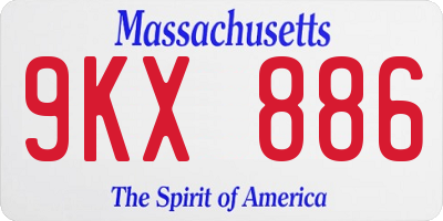 MA license plate 9KX886