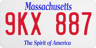 MA license plate 9KX887