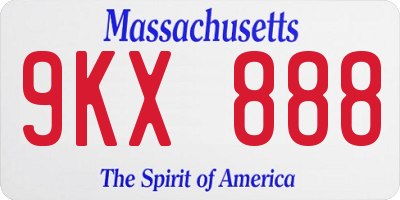 MA license plate 9KX888