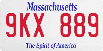 MA license plate 9KX889