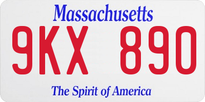 MA license plate 9KX890