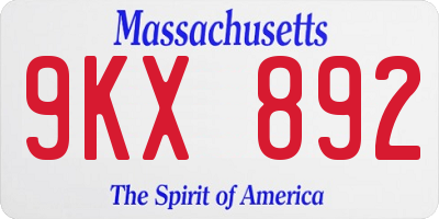 MA license plate 9KX892