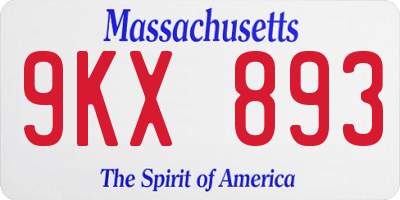 MA license plate 9KX893