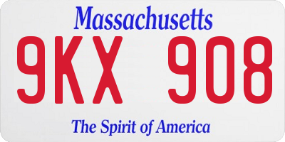 MA license plate 9KX908