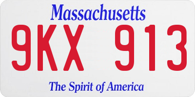 MA license plate 9KX913