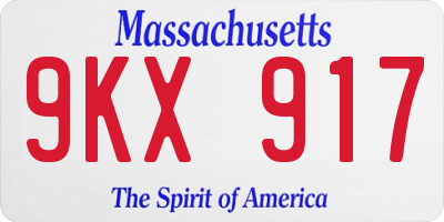 MA license plate 9KX917