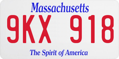MA license plate 9KX918