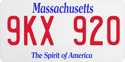 MA license plate 9KX920