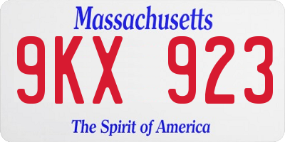 MA license plate 9KX923