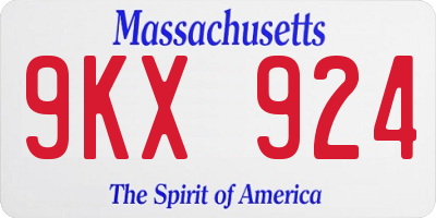 MA license plate 9KX924