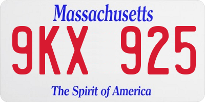 MA license plate 9KX925