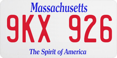 MA license plate 9KX926