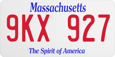 MA license plate 9KX927