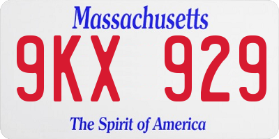 MA license plate 9KX929