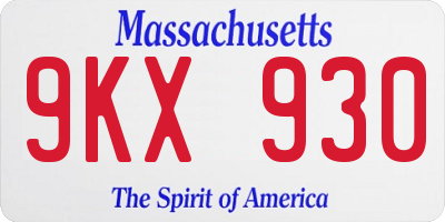 MA license plate 9KX930