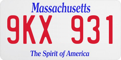 MA license plate 9KX931