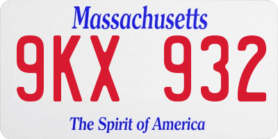 MA license plate 9KX932
