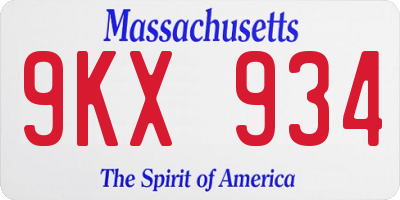MA license plate 9KX934