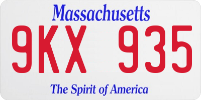 MA license plate 9KX935