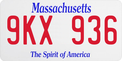 MA license plate 9KX936