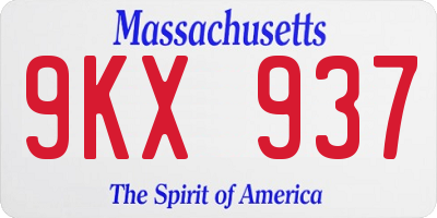 MA license plate 9KX937