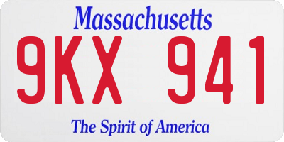 MA license plate 9KX941